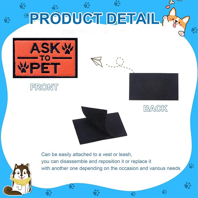 13 PCS Service Dog Patches Removable Tactical Hook Loop Harness Embroidered Do Not Pet Working Dog Patch for Vest Harnesses Collars Leashes