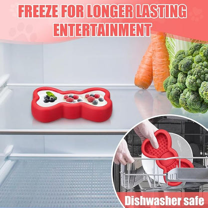Lick Mat for Dogs, Animire Anti-Spilled Bow Tie Lick Bowls for Anxiety Relief, Silicone Slow Feeder Licking Pad with Suction Cups, Freezeable Dog Enrichment Toy for Boredom and Distraction(Red,S)