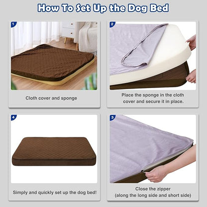 JoicyCo Dog Bed for Medium Dogs, Orthopedic Foam Dog Bed, Joint Relief Pets Sleeping Mattress, Non Slip Bottom with Washable Removable Cover, Dark Browm