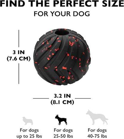 Chew King Supreme Durable Rubber Dog Ball for Aggressive Chewers, Treat-Dispensing Heavy-Duty Chew Toy with Safety Air Vent, Interactive Dog Toy for Training & Enrichment, Medium 3" Fetch Ball