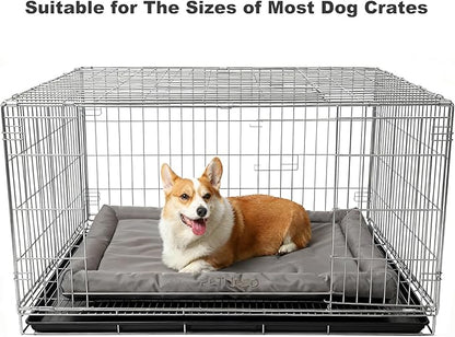 4-Season Water-Resistant Dog Beds for Metal Crates, Indoor & Outdoor Use for Dogs up to 80 lbs, Durable Oxford 900D Fabric, Plush Pillow & Supportive Foam, Washable (40 inches, Grey)
