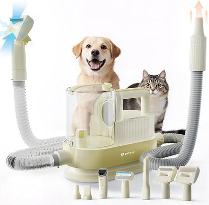 Dog Grooming Kit with Dog Grooming Vacuum, 7-in-1 Pet Vacuum for Pet Hair,Hair Dryer with 3 Temperature Settings, 2.5L Dustbin for Shedding & Cleaning(M1 Pro- Cream)