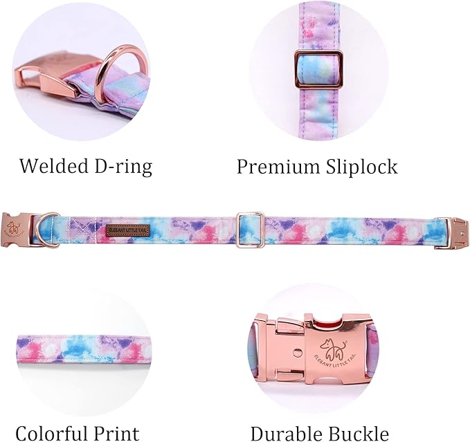 Elegant little tail Dog Collar, Colorful Pattern Pet Collar Durable Cute Dog Collars Fashion Male Female Pet Gift Adjustable Dog Collar for X-Small Dogs