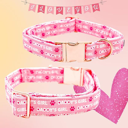 Lionheart glory Valentine Collar, Pink Hearts Dog Collars for X-Small Cute Dog Collars Spring Female Pet Gift Adjustable Heavy-Duty Puppy Collar Holiday
