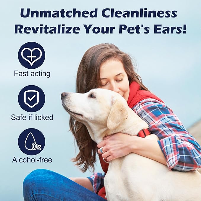Dog Ear Finger Wipes, Gentle Dog Ear Cleaning Wipes for Dogs and Cats, Ear Wipes for Dogs Remove Ear Wax, Dirt, and Odor, Puppy Ear Wipes Sooths & Deodorizes, Natural Ingredients 70 Count