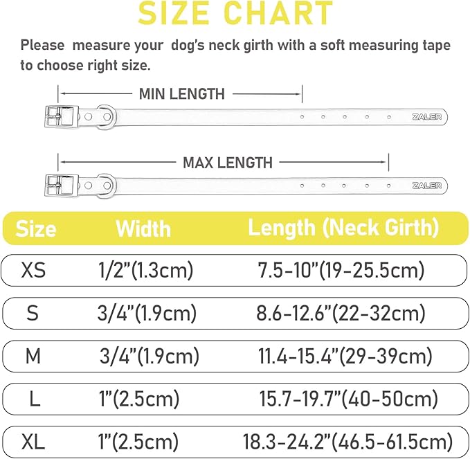 ZALER Waterproof Dog Collar, Adjustable Odor Proof Dog Collars Easy to Clean, Soft Comfortable Pet Collars for Large, Medium Small Dogs (Butter Yellow, S(Length:8.6''-12.6''; Width:0.75''))