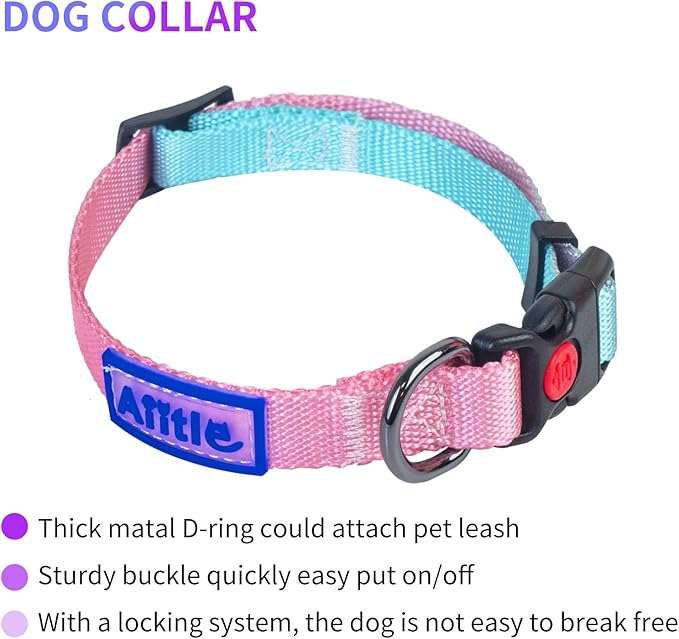 AIITLE Step in Dog Harness Collar Leash Set - Adjustable No Pull Dog Halter Harness - Comfortable Padded Handle - Easy Control for Walking - for Extra-Small Breed Dogs, Pink Gradient XS