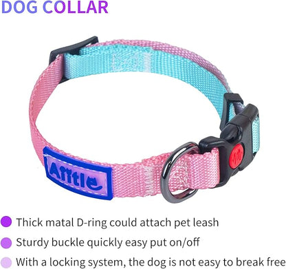 AIITLE Step in Dog Harness Collar Leash Set - Adjustable No Pull Dog Halter Harness - Comfortable Padded Handle - Easy Control for Walking - for Extra-Small Breed Dogs, Pink Gradient XS