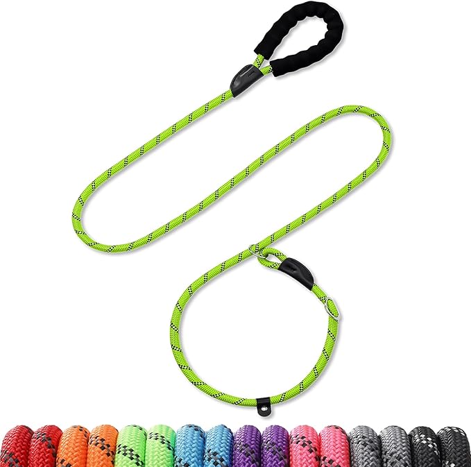 Slip Leads Dog Leash - 4/5/6/8/10 FT Heavy Duty Training Leashes - Reflective & Comfortable Handle for Small Medium Large Dogs (1/2''- 8FT, Green)