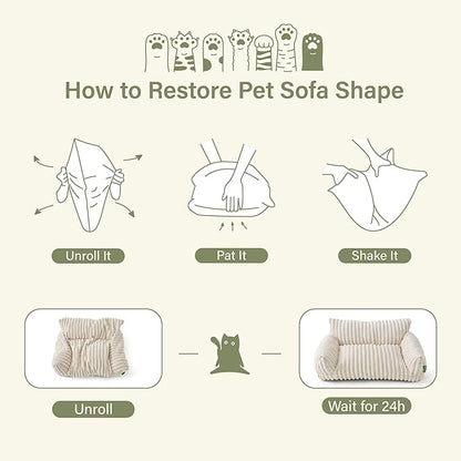 Cute Couch Bed for Pets, Supportive Cat Sofa for Indoor Cats, Small Dog Sofa Bed for Small Dogs, Pink, 24 inches