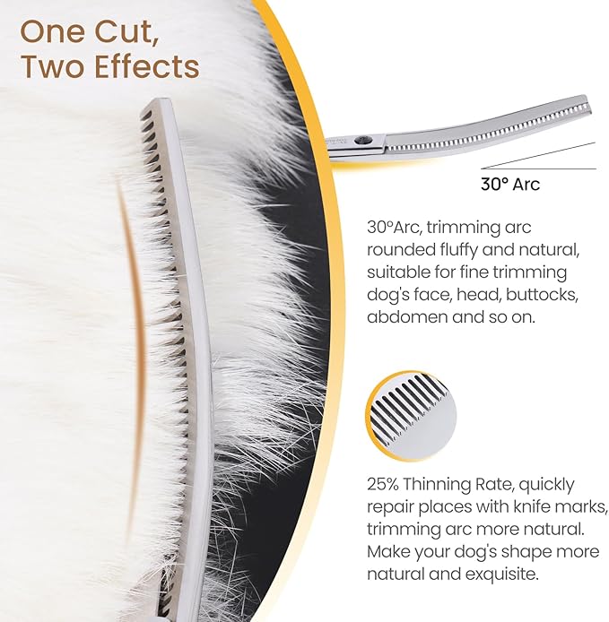 CITYWISH Dog Grooming Scissors,Curved Chunkers Shears Deg Grooming with Safety Round Tips, Sharp and Comfortable 4 in 1 Dog Scissers for Grooming