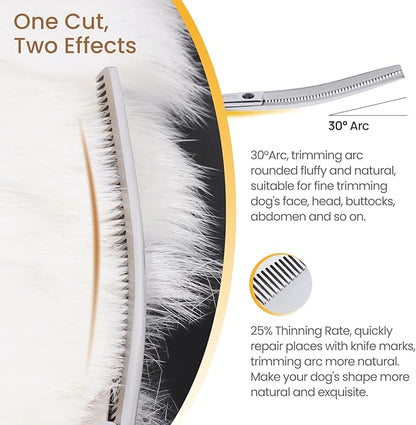 CITYWISH Dog Grooming Scissors,Curved Chunkers Shears Deg Grooming with Safety Round Tips, Sharp and Comfortable 4 in 1 Dog Scissers for Grooming
