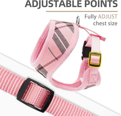 PUPTECK Soft Mesh Dog Harness and Leash Set Pet Puppy Cat Comfort Padded Vest No Pull Harnesses, Light Pink, XS