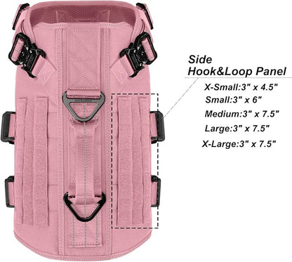 ICEFANG GN3 Tactical Dog Harness for X-Large Dogs, 6X Quick-Release Buckles,Dog Molle Vest with Handle,3/4 Body, Hook and Loop Panel for ID Patch,No Pulling Front Clip (XL (Chest: 31"-40"), Pink)