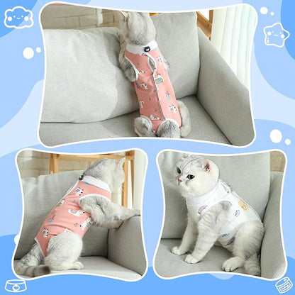 Coppthinktu Cat Recovery Suit Female, Breathable Cat Onesie After Surgery Female for Abdominal Wounds or Skin Diseases, Surgery Recovery Suit Kitten Surgical Onesie After Spay Wear Anti Licking