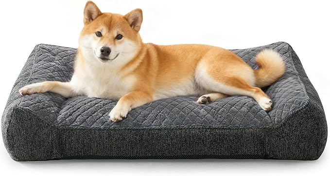 JOEJOY Orthopedic Dog Bed Medium Sized Dogs, Extra Thick Supportive Big Dog Couch Bed with Sides, Ultra Soft Pet Bed Sofa, Grey, 35''x25''