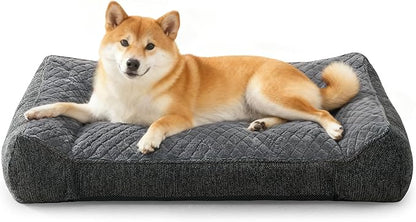 JOEJOY Orthopedic Dog Bed Medium Sized Dogs, Extra Thick Supportive Big Dog Couch Bed with Sides, Ultra Soft Pet Bed Sofa, Grey, 35''x25''