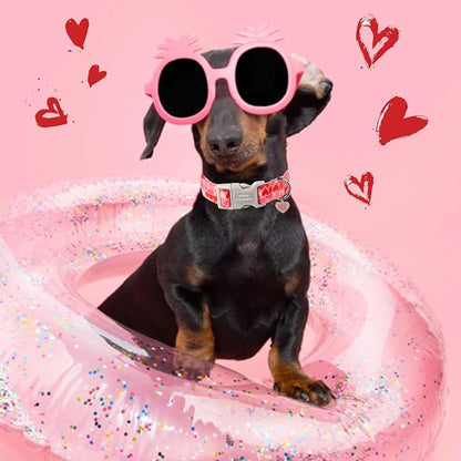 Unique style paws Valentine's Day Dog Collar Plastic Buckle Collar with Pendant Painting Love Heart Gift Wedding Small Medium Large Boys Girls Dogs
