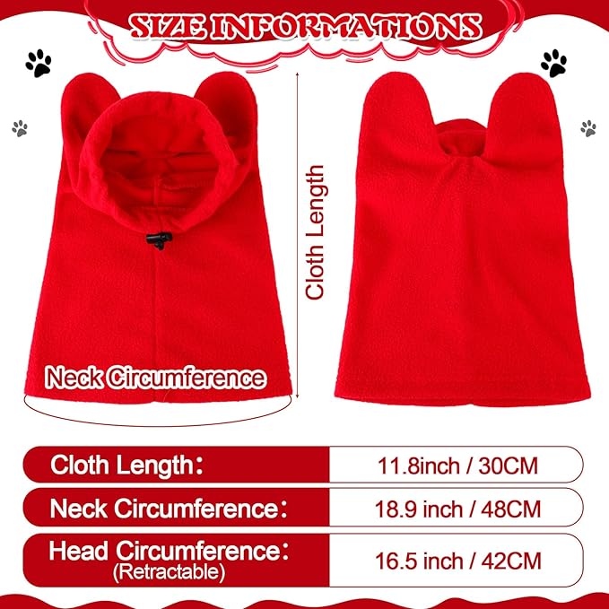 Clysee Winter Dog Hats Quiet Ears for Dogs Ear Muffs Pet Neck Warmer Scarf Hoodie Noise Protection Cover Beanie Head Wrap Costume for Pet Dog Cats(Red,M)