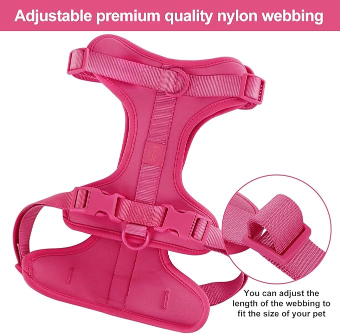 Wisedog No Pull Lightweight Dog Vest Harness with Soft and Comfortable Cushion, Breathable Mesh, for Small Medium Large Dogs Walking (L(Neck: 16.15"-20.86";Chest: 24.02"-38.19"), Peacock Pink)