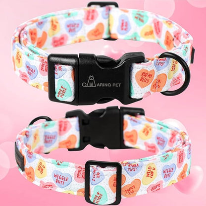 ARING PET Valentine's Day Dog Collar, Cute Candy Heart Pet Collars with Quick Release Buckle for Puppy Small Medium Large Boy Girl Dogs-XS
