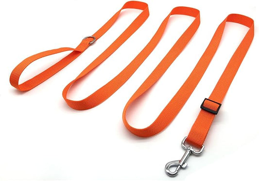 6FT/ 10FT Adjustable Dog Leash, Nylon Dog Leashes for Medium Large Dogs (10FT, Orange)