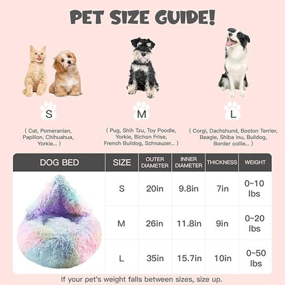 Himax Small Dog Bed, Fluffy Dog Bed with Blanket Attached, Cat Bed Washable, Multi-Colored (20"/26"/35")…