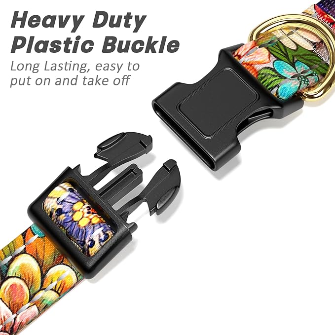 Reflective Dog Collar for Extra Small Dogs, Cute Boho Adjustable Heavy-Duty Nylon Puppy Collar for Boy and Girl Female, Soft Pet Accessories with Quick Release Buckle, Colorful Mandala