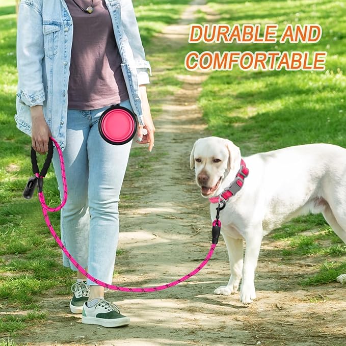 BARKBAY Dog Leashes for Large Dogs Heavy Duty Dog Leash 4/5/6 FT with Comfortable Padded Handle and Highly Reflective Threads for Medium Large Dogs Walking Training Running (6FT-1/2'',Fushcia)
