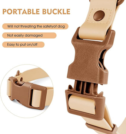 Wolfone Waterproof Dog Collar with Quick Release Buckle， Cute Adjustable Collar for Dogs Comfort Sturdy Durable Odor Proof Easy Care（Cookie Chocolate 37.5-55cm）