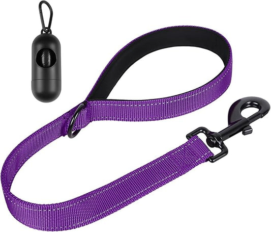 Dog Leash, Short Dog Leash, Leashes for Large Breed Dogs,Traffic Padded Handle- Reflective Training Lead, Perfect for Medium to Large Dogs(24 Inch, Purple)