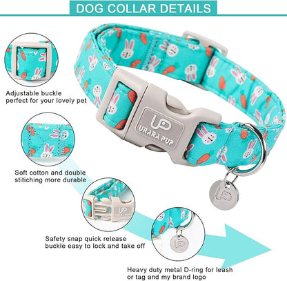 Easter Bunny Dog Collar, Cotton Easter Eggs Puppy Collar for Puppy Girl Boy Dogs, Lovely Easter Bunny Pet Collar with Durable Buckle, Easter Gift Dog Collar