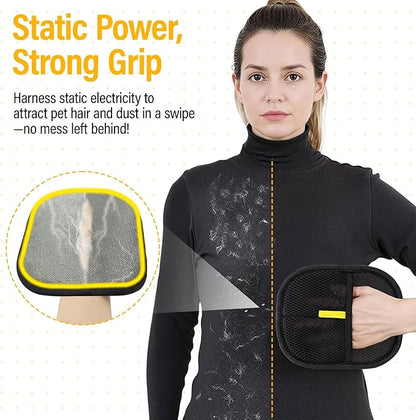 2 Pack Pet Hair Removal Glove for Cats & Dogs, Electrostatic Pet Hair Remover Gloves for Cats Hair, Reusable Magic Brush Pet Hair Remover Tool for Couch, Pet Bed, Clothes