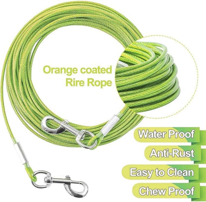 Tie Out Cable for Dogs,100FT Dog Leads,Heavy Duty Tie Out Cable for Large Dogs Up to 125lbs,Durable Dog Runner Tether Line for Outdoor,Yard