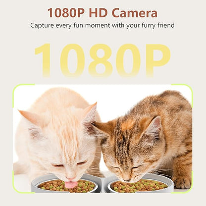Gzenlos Automatic Cat Feeder with Camera, 5L Auto Dog Feeder with Night Vision Cat Food Dispenser with Stainless Steel Bowl, Pet Feeder for Small Pets Indoor (Vedio)