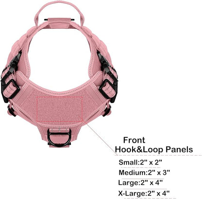 ICEFANG Tactical Dog Harness,X-Large Size, 2X Metal Buckle,Working Dog MOLLE Vest with Handle,No Pulling Front Leash Clip,Hook and Loop Panel (Pink, XL (Pack of 1))