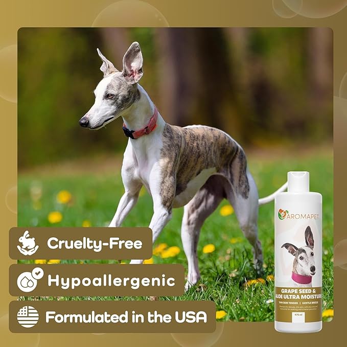 Grape Seed & Aloe Ultra Moisture for Thin Skin Dog Shampoo - Deodorizing Dog Shampoo with Chamomile - Great for Greyhound & Sensitive Skin - Gentle, Hypoallergenic – Gentle Breeze Formula