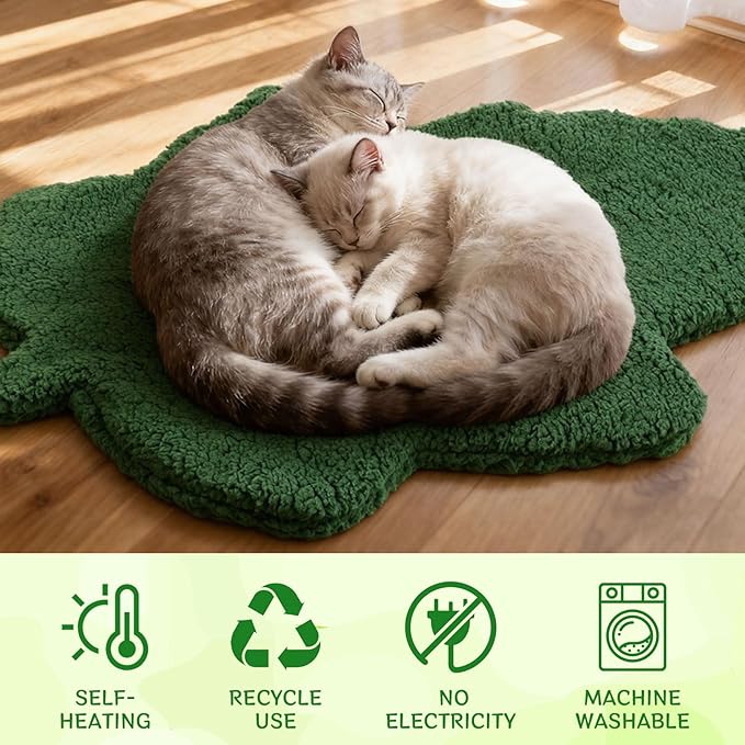 BrightRow 3 Pack Self Warming Pet Bed Leaf Shape Self Heating Cat Dog Mat Washable Thermal Sleeping Pad for Indoor Outdoor Hedgehog, Bunny, Sugar Glider, Rat, Chinchilla(Mixed Colors,Large-19 x29)