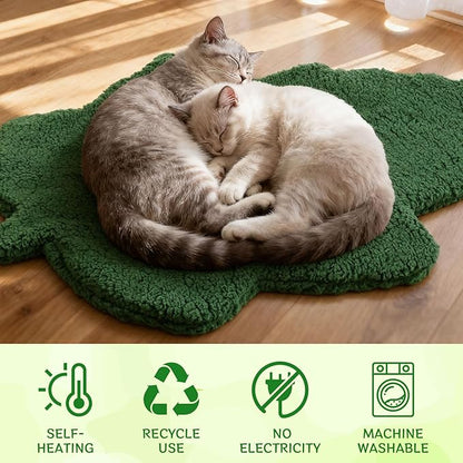 BrightRow 3 Pack Self Warming Pet Bed Leaf Shape Self Heating Cat Dog Mat Washable Thermal Sleeping Pad for Indoor Outdoor Hedgehog, Bunny, Sugar Glider, Rat, Chinchilla(Dark Green,Large-19 x29)