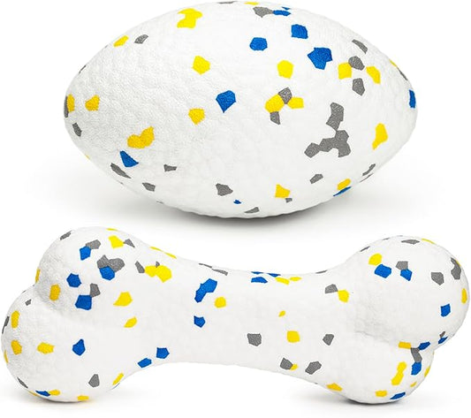 Moonorange 2Pcs Bone Dog Balls+Rugby Dog Toys for Aggressive Chewers, Indestructible Tennis Balls for Dogs (Bone+Rugby)