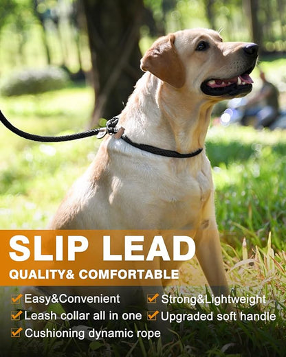 lynxking Dog Leash Slip Lead 5 6 8 FT Dog Training Leash Strong Heavy Duty Braided No Pull Training Lead for Small Medium Large Dogs