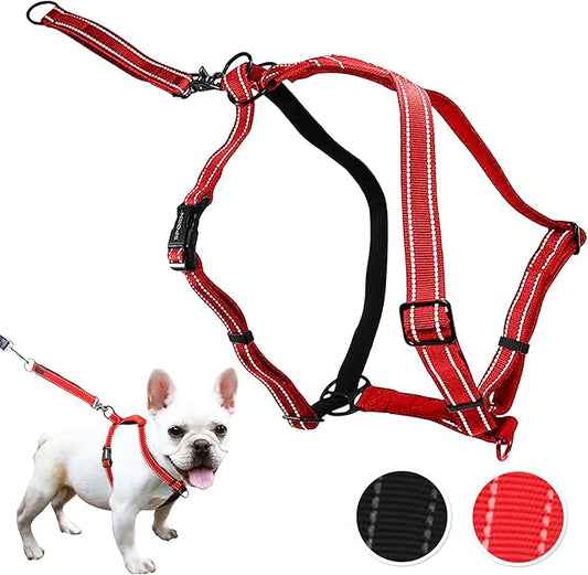 SPORN Ultimate Control No Pull Dog Harness for Small-Sized Dogs - 4-in-1 Adjustable Dog Harness with Front, Back & Dual-Clip Options & Emergency Grab Handle - Easy On/Off, Padded Comfort (Red, S)