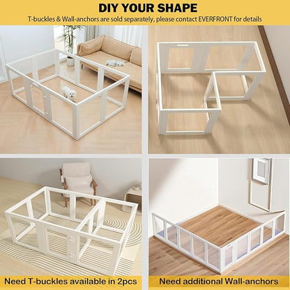 EVERFRONT Clear Acrylic Plastic Dog Playpen - Clear Dog Play Pen - Easy Assemble Acrylic Dog Playpen - Puppy Playpen, Cat Playpen, Small Animal Playpen, Dog Play Pen Indoors (White, 30.3" H, 8PCS)