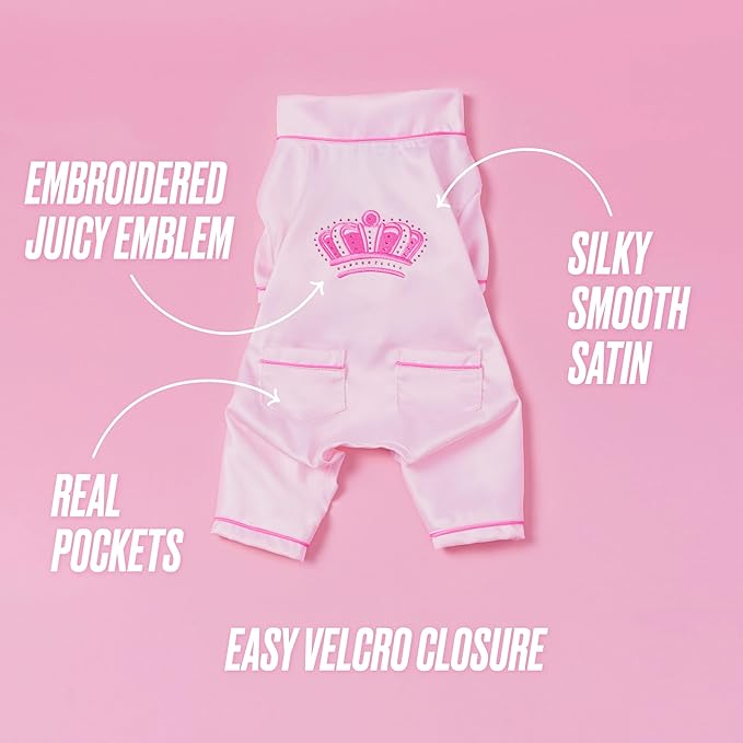 Juicy Couture Silky Satin Pajamas for Dogs and Cats - Pink - Extra Small/Small Pet PJs