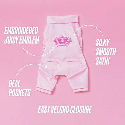 Juicy Couture Silky Satin Pajamas for Dogs and Cats - Pink - Medium/Large Pet PJs