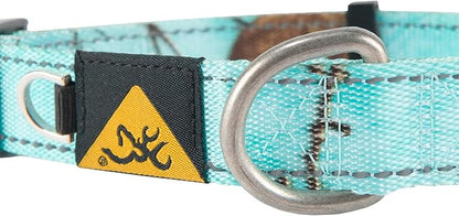 Browning Classic Preformance Webbing Pet Collar, Fully Adjustable, Available in Solid Colors and Camo Patterns, Realtree Xtra Seaglass, Medium