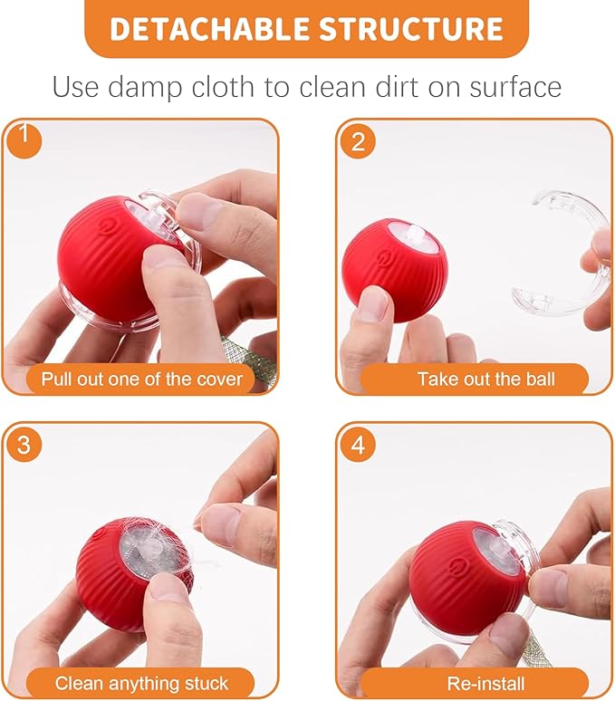 MAXTOOA Interactive Cat Toys for Indoor Cats Smart Automatic Ball Rolling for Bored Kitten Pet Upgraded Speedy Moving Chase Dogs Toy Red Dragonfly