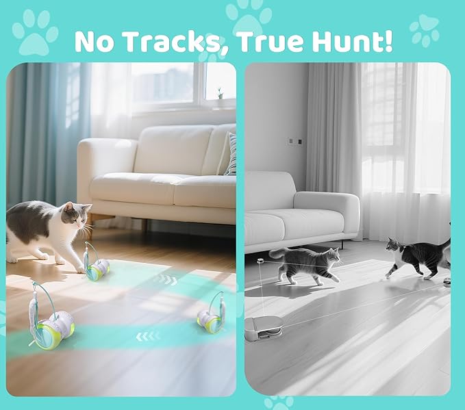 ZeLing HTL Remote Control Cat Toy with Auto Mode - Interactive Cat Toy Feather for Indoor, Moving Cats Catnip Toys & LED to Keep Bored Cats Active & Entertained