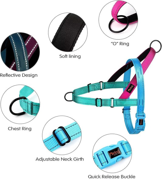 Didog No Pull Dog Harness with Soft Padded Handle, Quick Fit & Lightweight Adjustable Vest Harness, Easy for Training Walking for Small & Medium and Large Dogs(Blue,S)