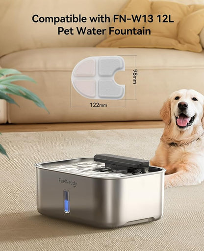 FEELNEEDY 6 Packs Dog Water Fountain Filters & 6 Packs Pump Filters Sponges Replacement, Pet Water Fountain Filter for 3Gal/12L Dog Water Dispenser (FN-W13)